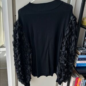 Black Sweater with Ruffled Sleeves